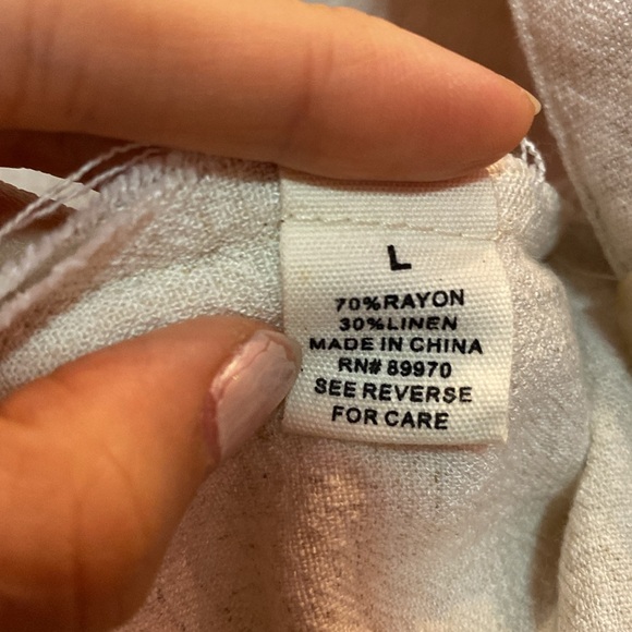 Love Notes Linen Blend Cream Cropped Button Down Shirt - Picture 2 of 5